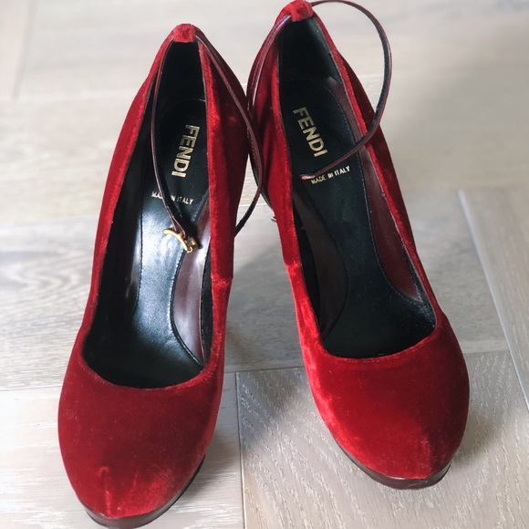 Fendi red velvet platforms - *excellent condition* - Picture 1 of 3